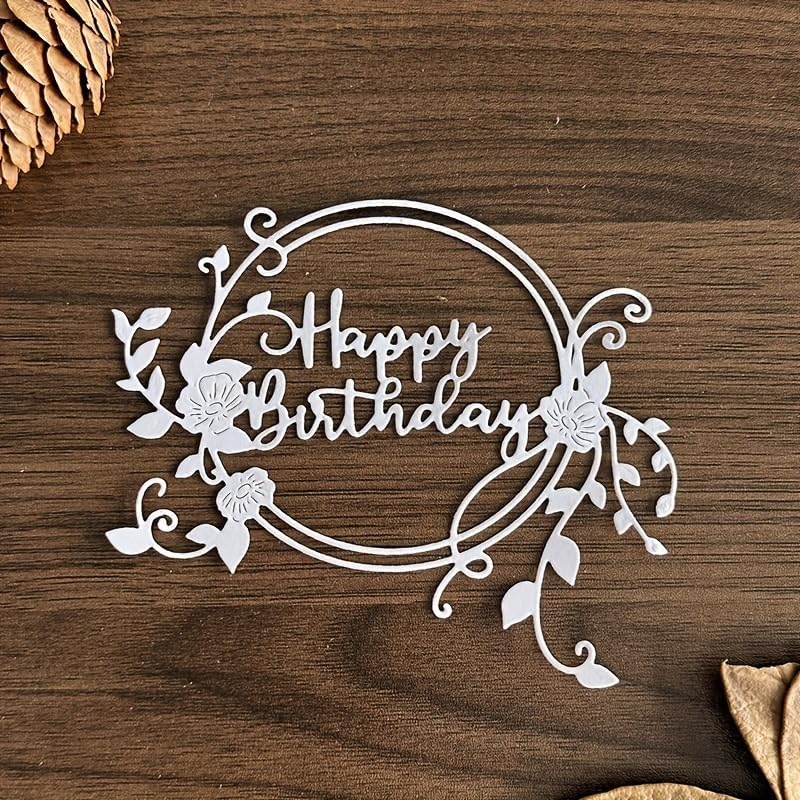 Lapoo Words Cutting Die for Scrapbooking - Durable, Cut Stencils for DIY Scrapbook Photo Album Decorative Paper Card, Card Making Supplies Party Wedding Decorations (Happy Birthday 4.1 x 3.3 in) - Image 2